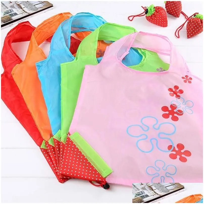 Storage Bags Ups Stberry Shape Handbag Grapes Pineapple Foldable Shop Reusable Folding Grocery Nylon Large Bag 13 Colors Drop Delivery Dhuxv