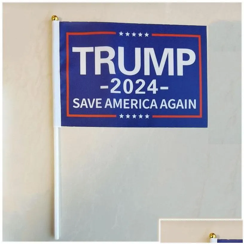 Banner Flags Donald Trump 2024 14X21Cm Take America Back Flag With Flagpole Election Decoration Drop Delivery Home Garden Festive Pa Dhpo2