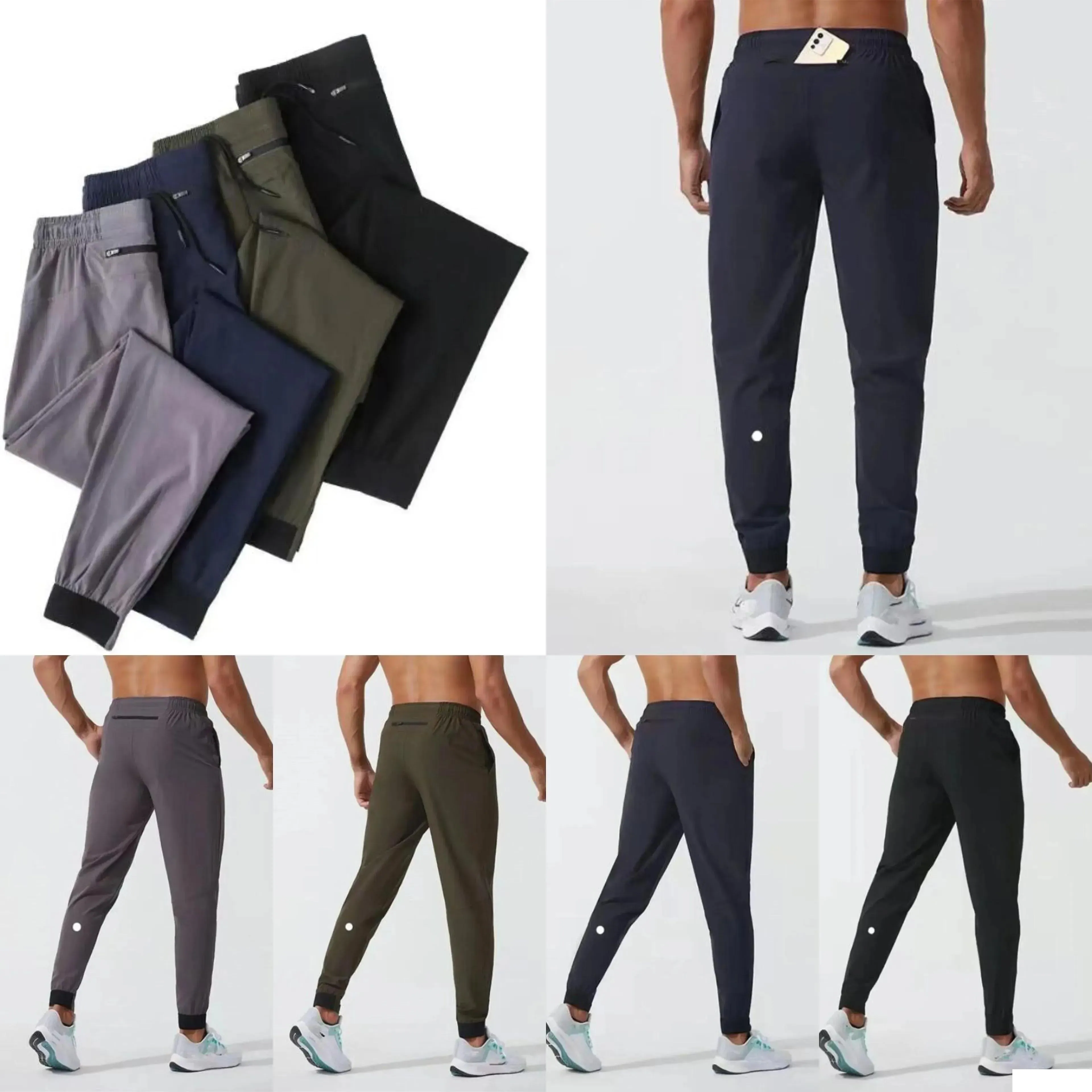 Outfit womens LL Men`s Jogger Long Pants Sport Yoga Outfit Quick Dry Drawstring Gym Pockets Sweatpants Trousers Mens Casual Elastic