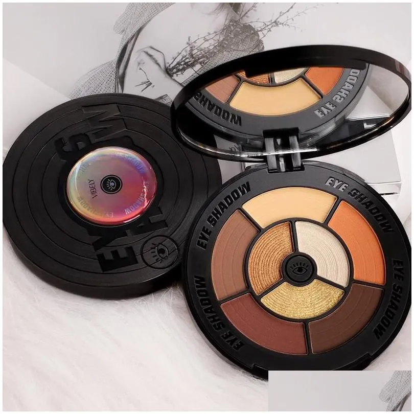 Eye Shadow Retro Vinyl Record Mode Eyeshadow Palette Matte Oogschaduw Glitter Make-Up Naakt Make Set Korea Cosmetica Drop Delivery Dh7Xa