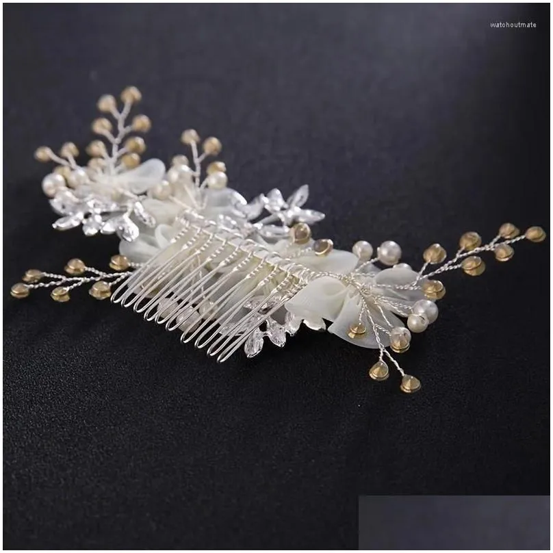 Hair Clips Flower Rhinestone Pearl Clip Comb Headband Women For Prom Bridal Wedding Accessories Jewelry Tiara Gift