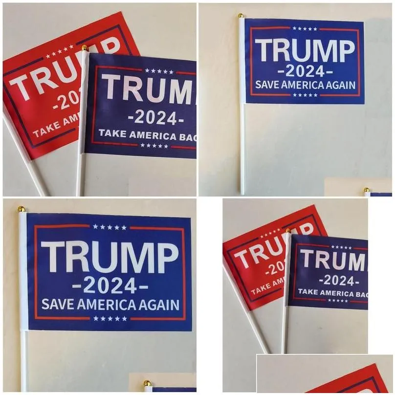 Banner Flags Donald Trump 2024 14X21Cm Take America Back Flag With Flagpole Election Decoration Drop Delivery Home Garden Festive Pa Dhpo2