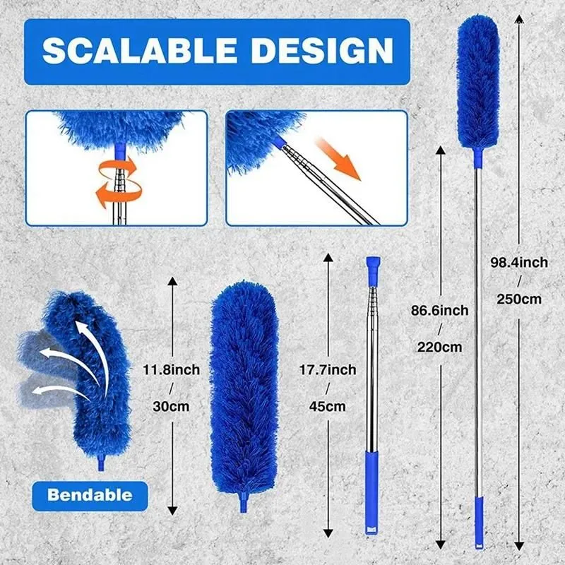 Car Wash Solutions 2X Gutter Cleaning Brush Roofing Tool With Extendable Pole 8.2Ft Guard Cleaner Easy Remove Leave Blue