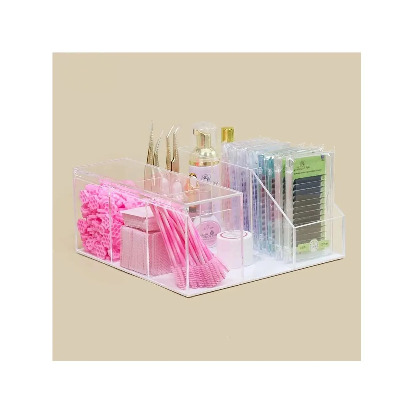 1 PCS Eyelash Tool Storage Box Lashes Glue Tweezer Holder Makeup Organizer Large Capacity 240313