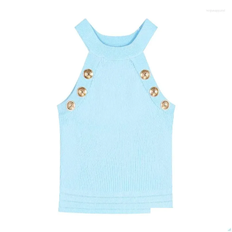 Women`s Tanks Y2K Crop Top Solid Color Halter Slim Knitting Sleeveless Camisole Summer Sexy Tank Tops