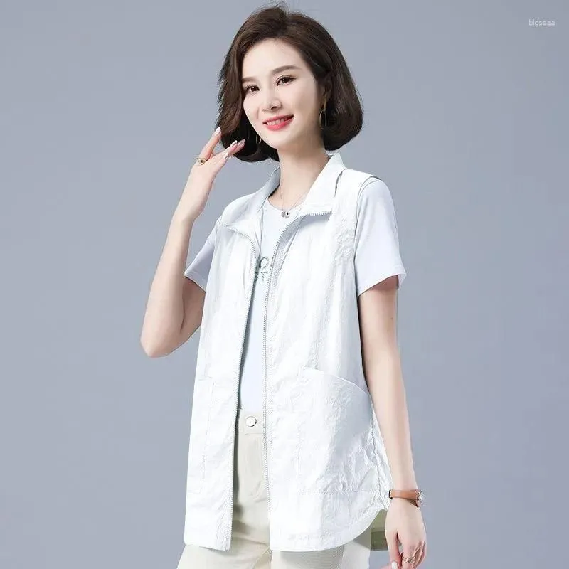 Women`s Vests Sleeveless Jacket Cardigan Women Vest Lined Zipper Sweatshirt Thin Tops Casual Loose Korean Fashion Coats