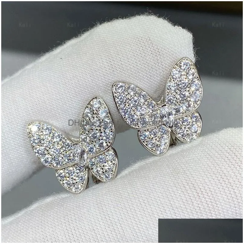 stud high quality 925 sterling silver butterfly earrings for women lovely sweet simple fashion party gifts luxury brand jewelry 230804