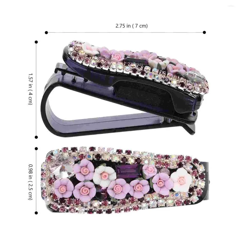 Interior Accessories Clothes Hanging Rack Stand Glasses Clip Rhinestones Car Visor Eyeglasses Holder