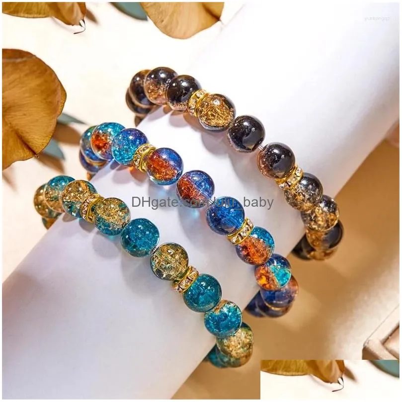 charm bracelets korean crystal glass beaded bracelet for women girls luxury colorful beads elastic handmade original jewelry gift