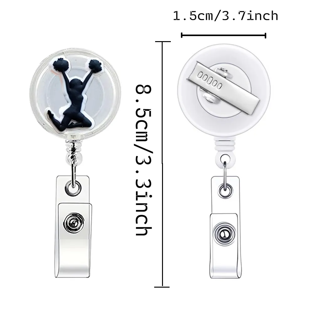 6-pack cheerleading retractable badge holders durable pp material perfect for students work conferences - charming designs for daily use