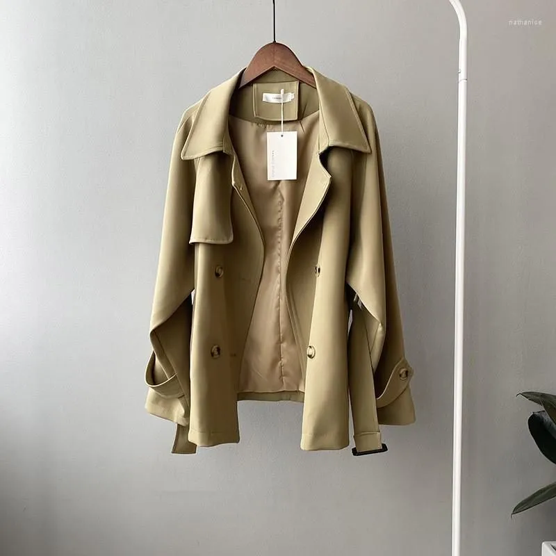 Women`s Trench Coats Johnature Mid-length Coat Women 2023 Fall Korean Version Loose Belt Casual All Match Solid Color Simple