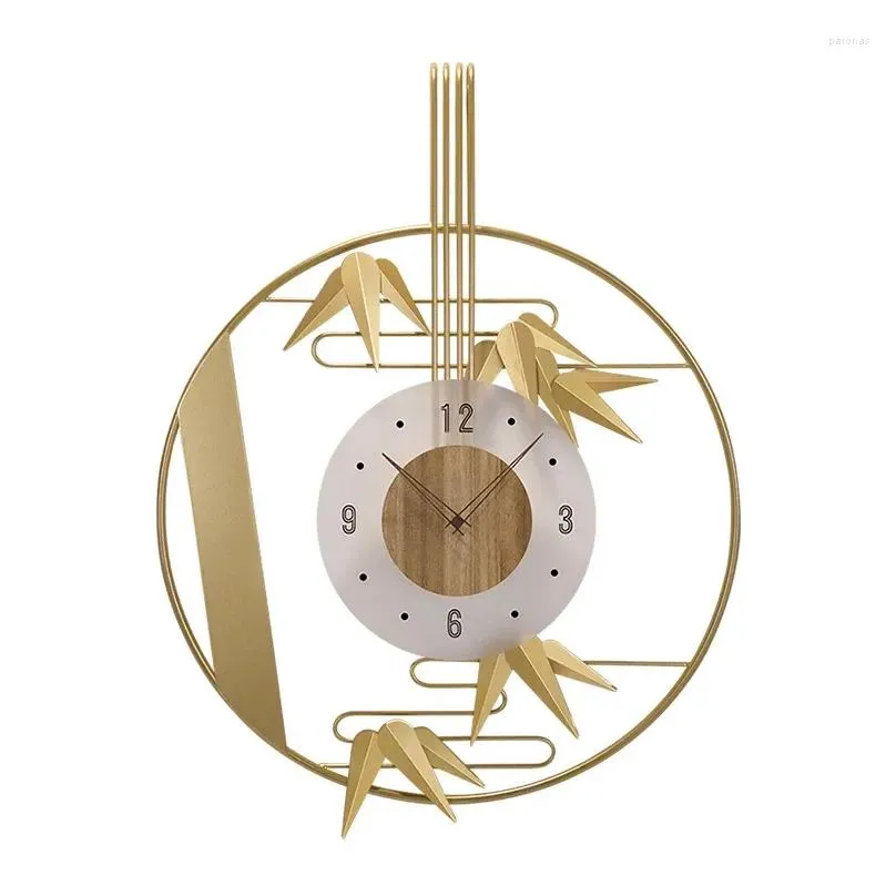 Wall Clocks Modern Wrought Iron Bamboo Leaf Ornaments Home Background Hanging Crafts Study Room Mural Decoration