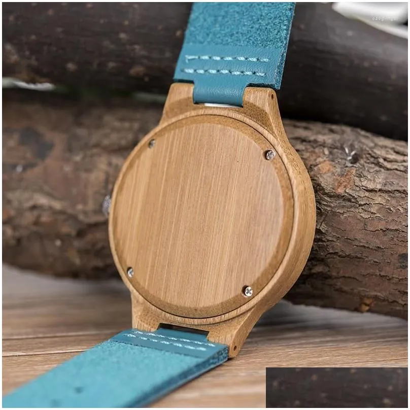 Wristwatches Dodo Deer Lovers Watches Wooden Women Men Timepieces Handmade Wood Wristwatch Male Custom Couple Leather Strap Unique Di Dhgex