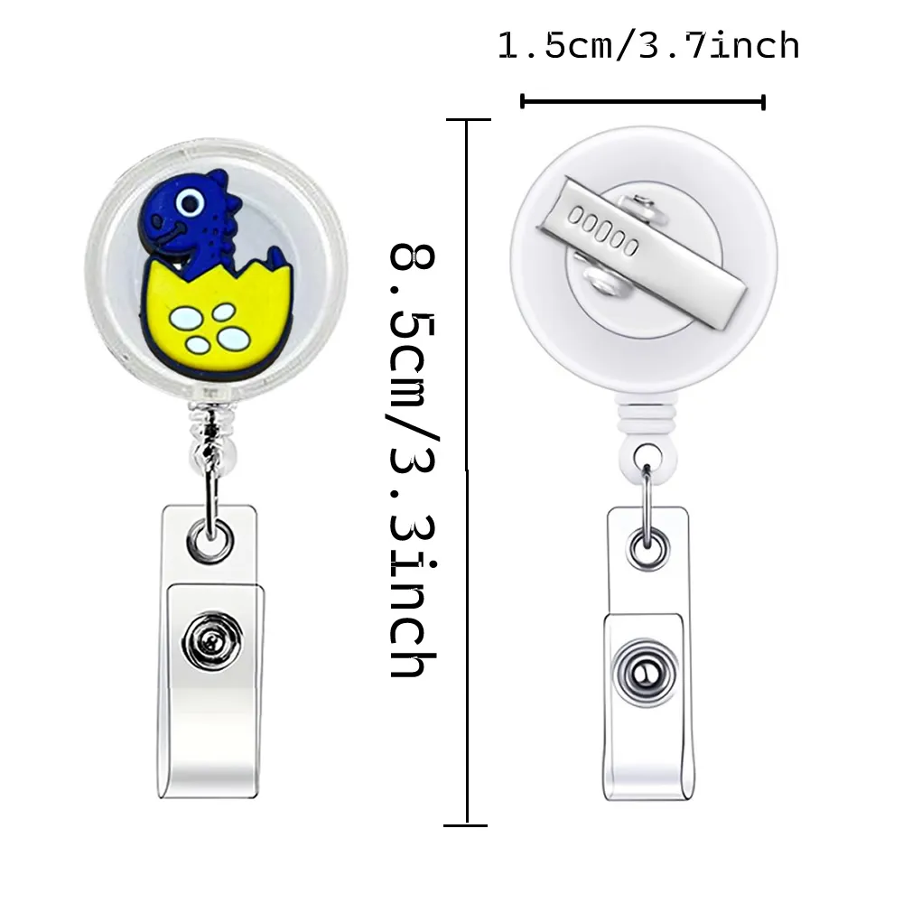 9pcs cute dinosaur retractable badge holders id badge holders retractable with clip cute badge reel for student business meeting school office