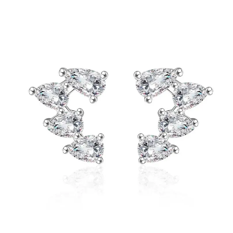 Stud Earrings Zhenchengda Water Drop Diamond Women`s S925 Pure Silver Ear Jewelry European And American Foreign Trade