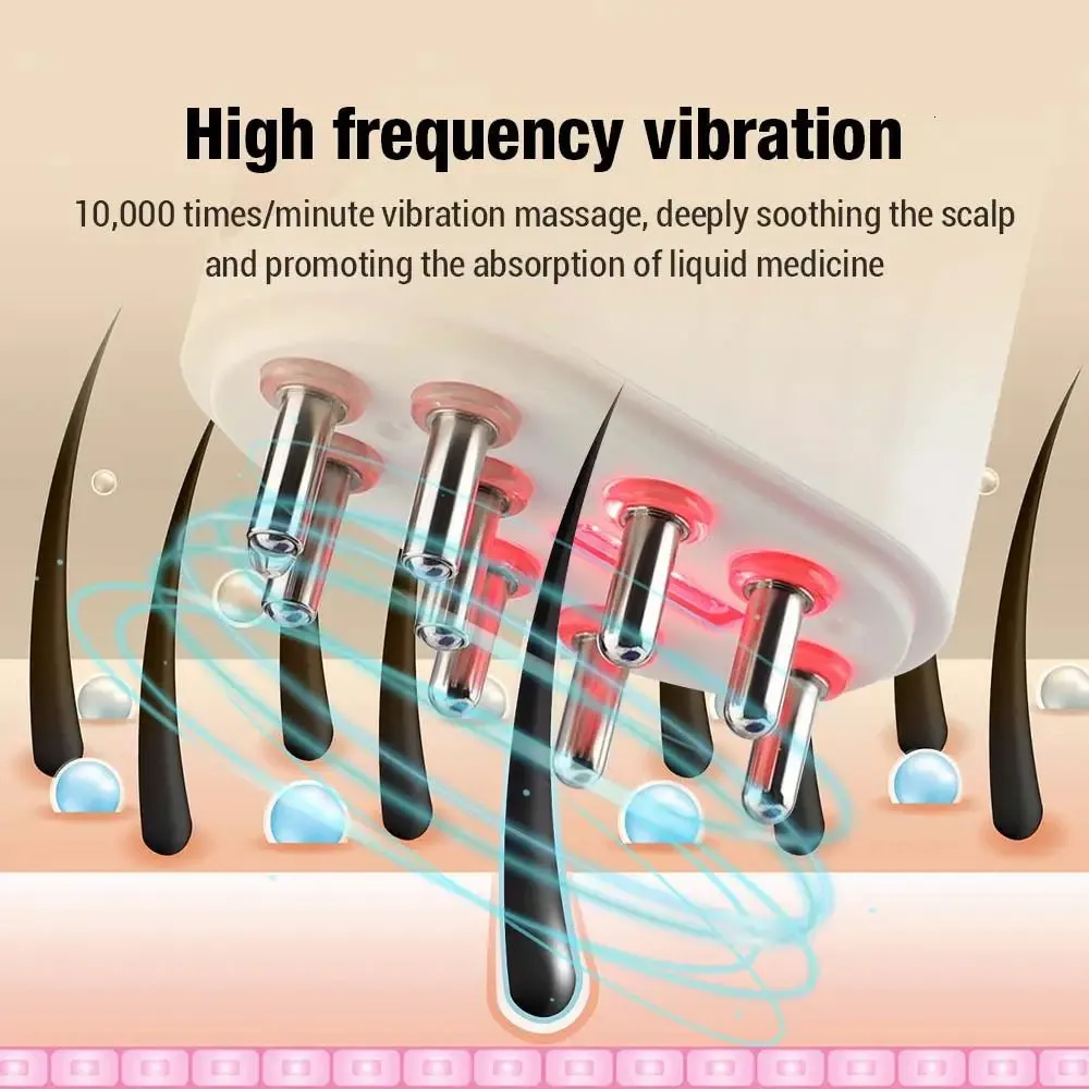 Microcurrent Head Scalp Massage Comb Scratcher LED Light Vibration 6ml Serum Oil Applicator Hair Growth Waterproof 240309