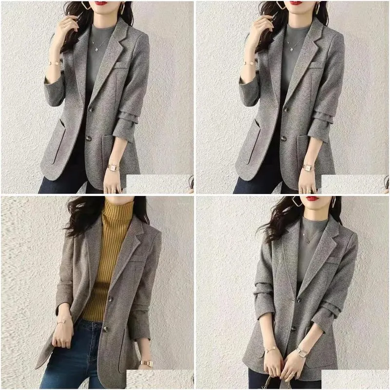 Women`s Suits Gray Clothes Outerwears Blazer Woman Jacket Slim Coats For Women Fashion 2024 Arrivals Classic Suit Korean