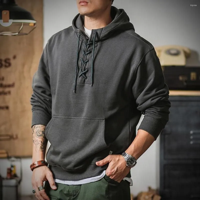 Men`s Hoodies Loose Men`s Hoodie Deck Grey Military Spring Autumn Outdoor Chic Streetwear