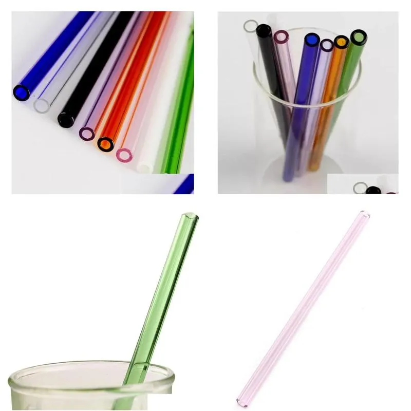 Drinking Straws 8Mm 12Pcs Colorf Pyrex Glass St Sts Wedding Birthday Party Supplies Diameter Drop Delivery Home Garden Kitchen, Dining Dh50H