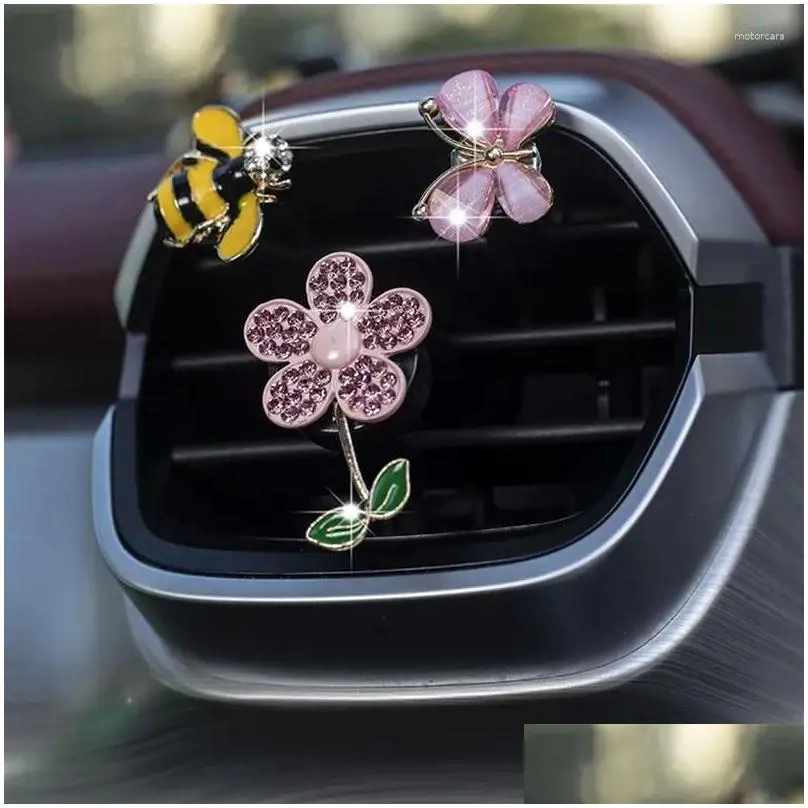Car Air Vent Decor Flowers 3pcs Flower Clip Decoration Freshener Conditioner Cute Charm Colorful