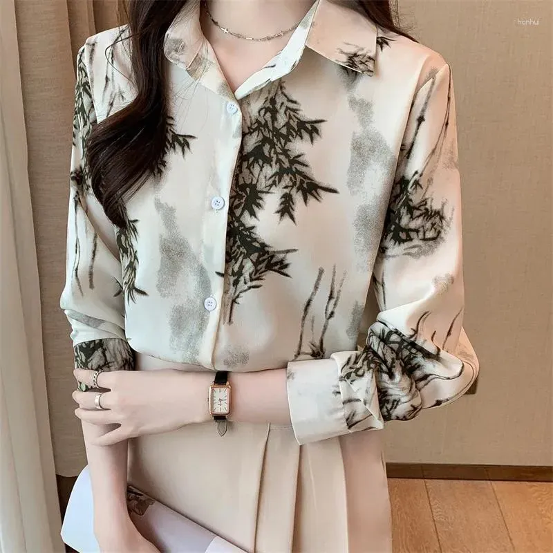 Women`s Blouses Drop Shirt And Blouse For Women Long Sleeve Vintage Print Spring Summer Tops Y2k Streetwear Blusas Para Mujer