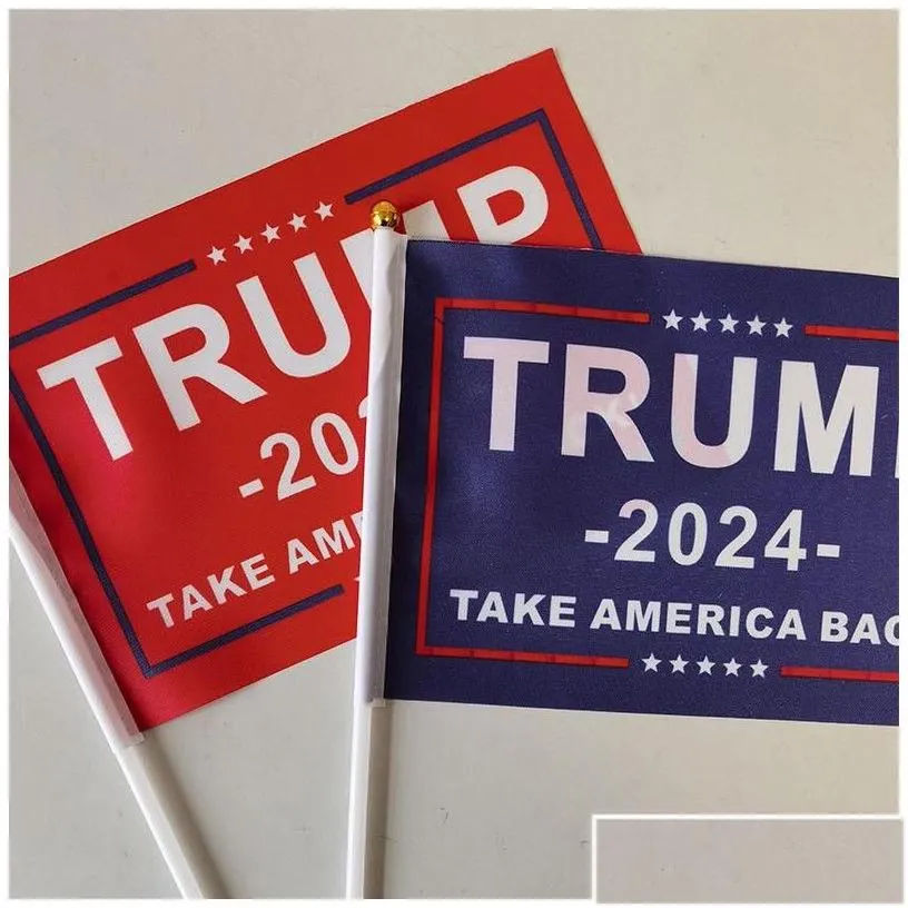 Banner Flags Donald Trump 2024 14X21Cm Take America Back Flag With Flagpole Election Decoration Drop Delivery Home Garden Festive Pa Dhpo2