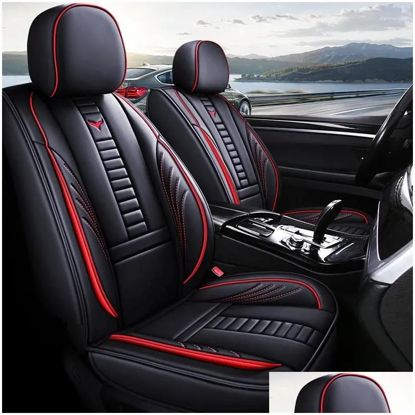 Car Seat Covers Universal PU Leather Seats Cover Waterproof Non-slip Cushion Luxury Upgrade For Auto Truck SUV