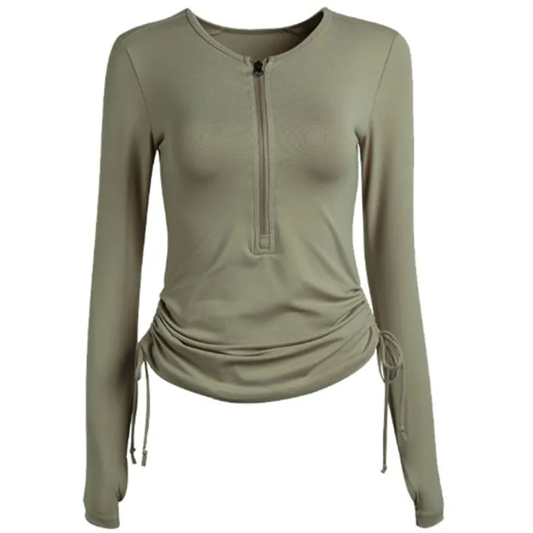 Outfit LL Zipper Long Sleeve Yoga Shirts Sports Quick Dry Fit Running Thumb Holes Elastic Top Women Workout Gym Clothes