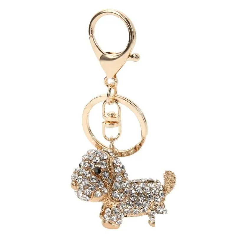 Keychains & Lanyards 3 Type Lovely Crystal Key Ring For Women Bag Car Pendant Charm Metal Keyring Holder Keychain Gift Grest Jewelry Dh4Yy