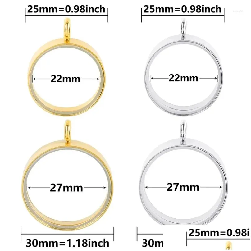 Pendant Necklaces 5Pcs/Lot Stainless Steel Clear Round Floating Po Memory Locket Living Relicario Women Collares Jewelry Bulk