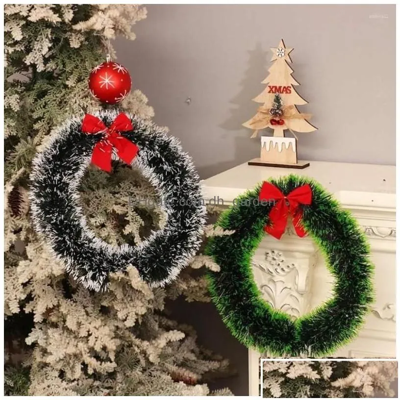 Decorative Flowers Wreaths 2/1Pcs Christmas Wreath Xmas Tree Diy Garlands Vine Rattans Door Wall Hanging Ornament Drop Delivery Hom Dh0Tj