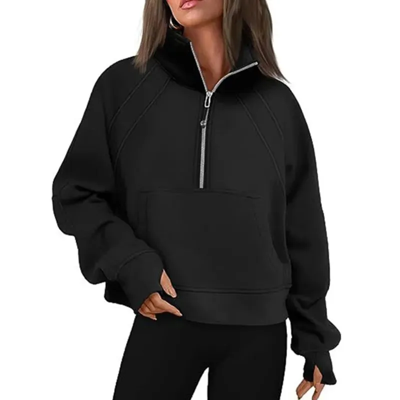 LU-88 Yoga Scuba Half Zip Hoodie Jacket Designer Sweater Women`s Define Workout Sport Coat Fitness Activewear Top Solid Zipper Sweatshirt Sports Gym