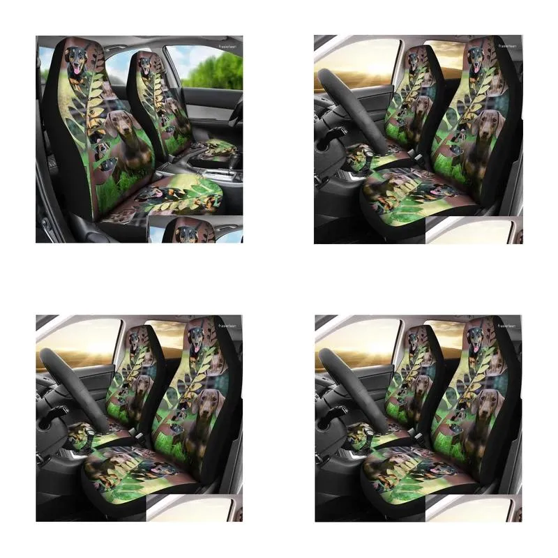 Car Seat Covers 2pcs Dachshund Dog Print
