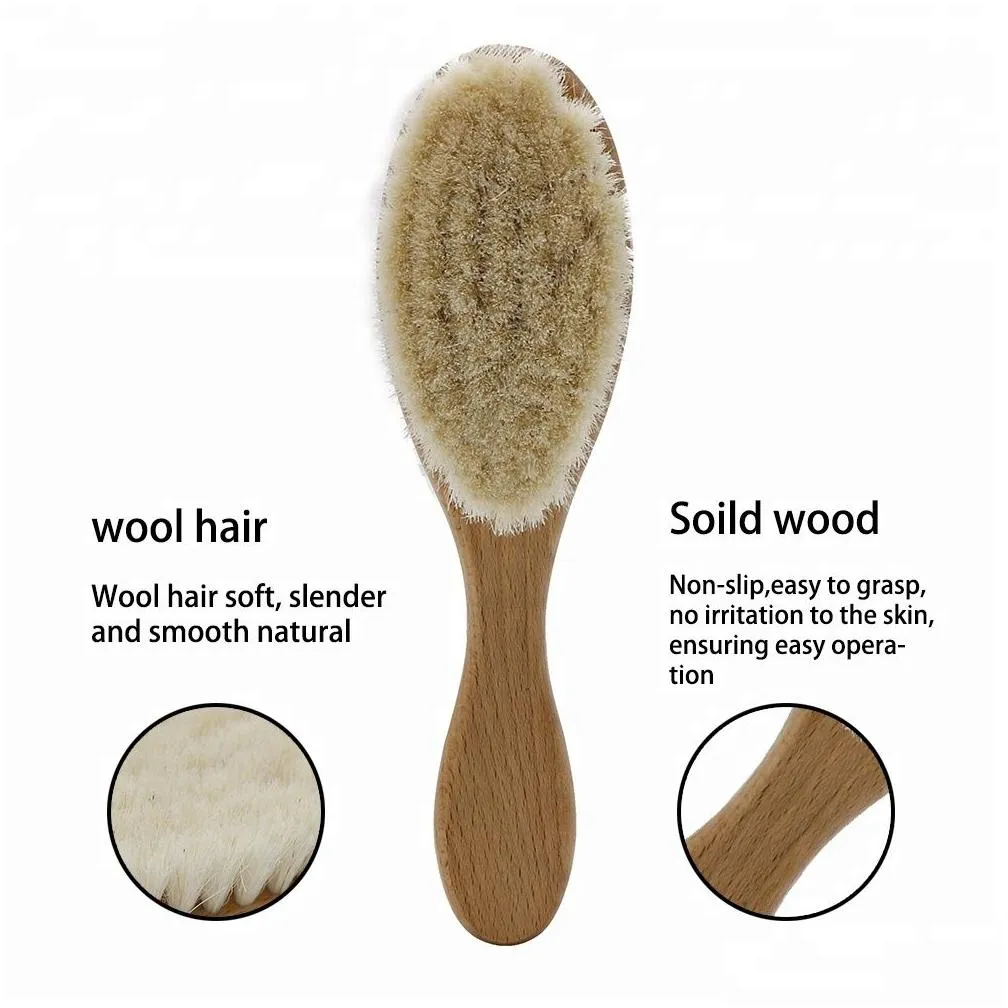 Super Soft Goat Bristle Hair Sweeping Brush Oval Wood Handle Barber Dust Brush For Broken Hair Cleaning Tool Men Beard Comb