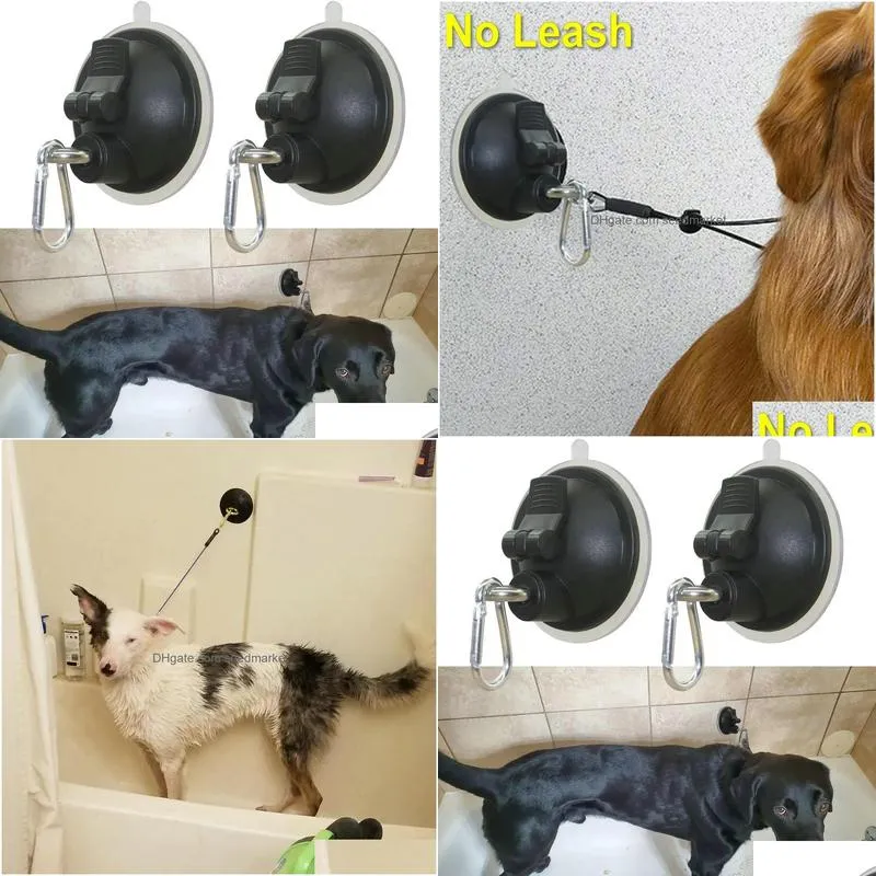 stakes 2/pk pet grooming steel leash black durable suction cup accessories dog cat bathtub shower bathing without leash