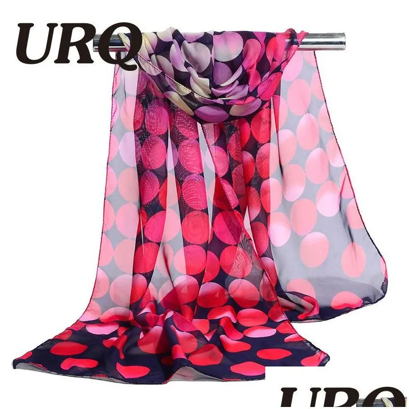 Scarves Wholesale- Chiffon Scarf Print Big Dot Womens Muslim Lady Design Spring And Autumn Patterns Cape Shawl Wrap Drop Delivery Fash Dheyj