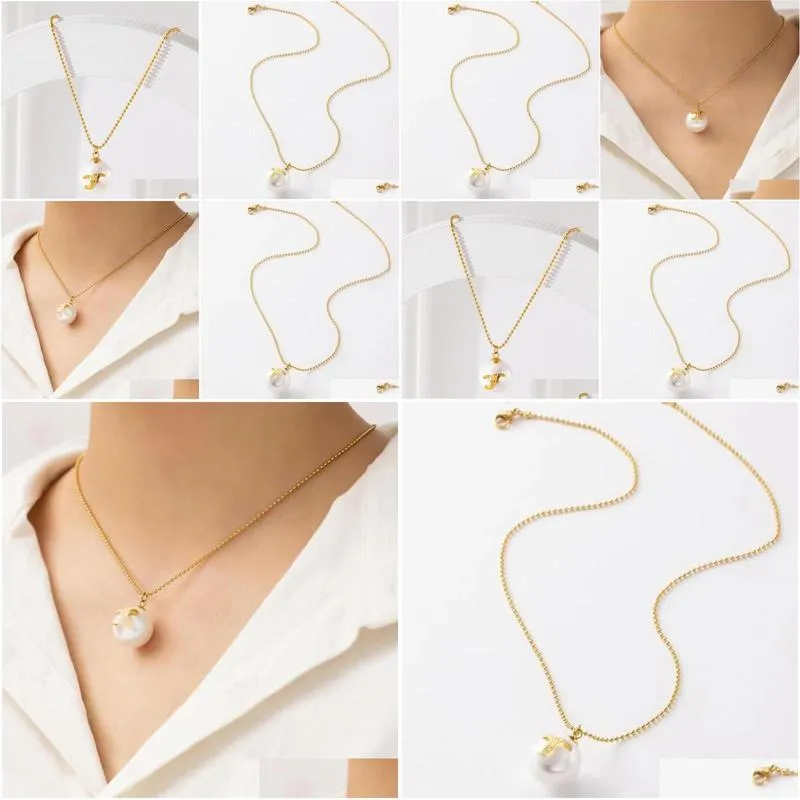 pearl pendant ce necklace design for women love jewelry gold plated stainless steel chain pendant necklace designer wedding party travel sport never fading