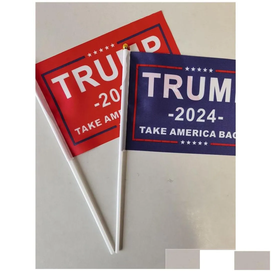 Banner Flags Donald Trump 2024 14X21Cm Take America Back Flag With Flagpole Election Decoration Drop Delivery Home Garden Festive Pa Dhpo2