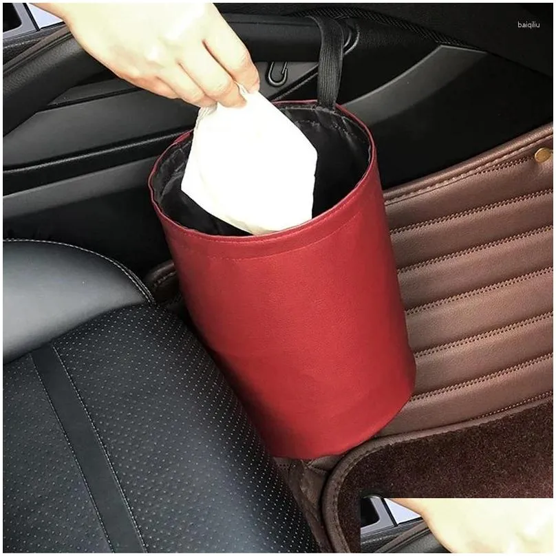 Interior Accessories Car Storage Basket Rubbish Container For Waste Organizer Holder Waterproof Garbage Can Trash Bin Folding