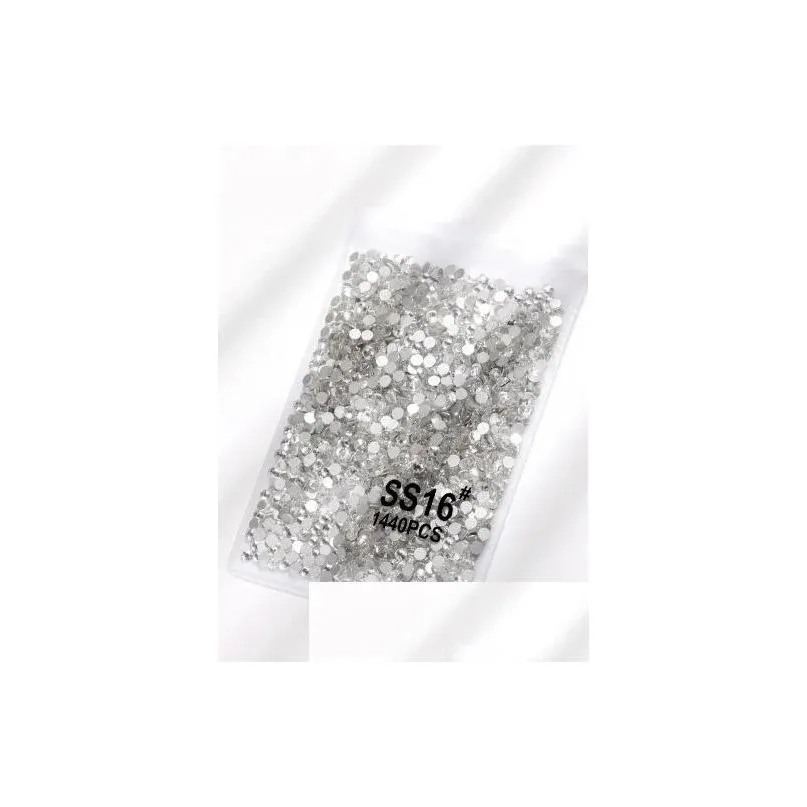 Nail Art Decorations 1440pcs/Bag SS3-SS20 Clear Crystal AB Color 3D Rhinestones Garment Non Fix Flatback Glass Stones VB