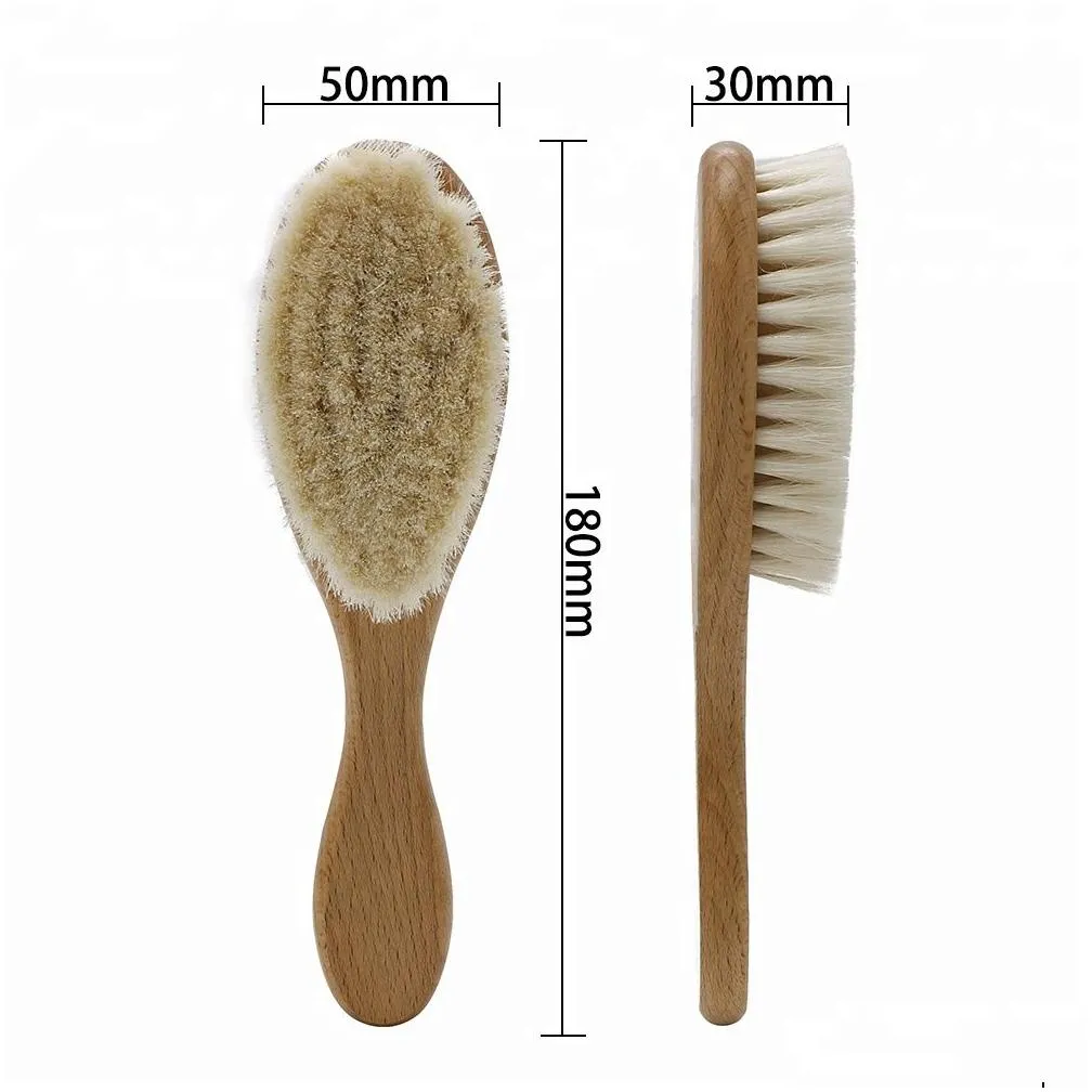 Super Soft Goat Bristle Hair Sweeping Brush Oval Wood Handle Barber Dust Brush For Broken Hair Cleaning Tool Men Beard Comb