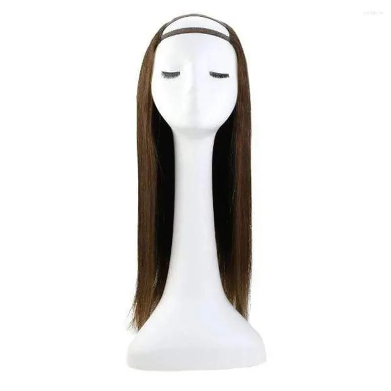 Long Brown Human Hair Wigs Natural Straight Brazilian Remy Glueless U Part Middle Right Left Upart 1