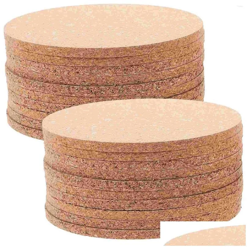 Table Mats 20pcs Cork Cup Pad Coasters Drink Reusable Round Placemats
