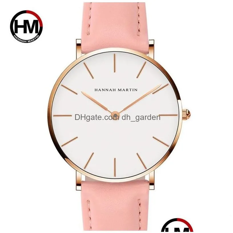 Wristwatches Drop Japan Quartz Simple Women Fashion Watch White Leather Strap Ladies Wrist Watches Brand Waterproof Wristwat Dhgarde Dhnxs