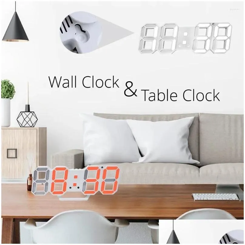 Wall Clocks LED Digital Clock Alarm Date Temperature Automatic Backlight Table Desktop Home Decoration Stand Hang