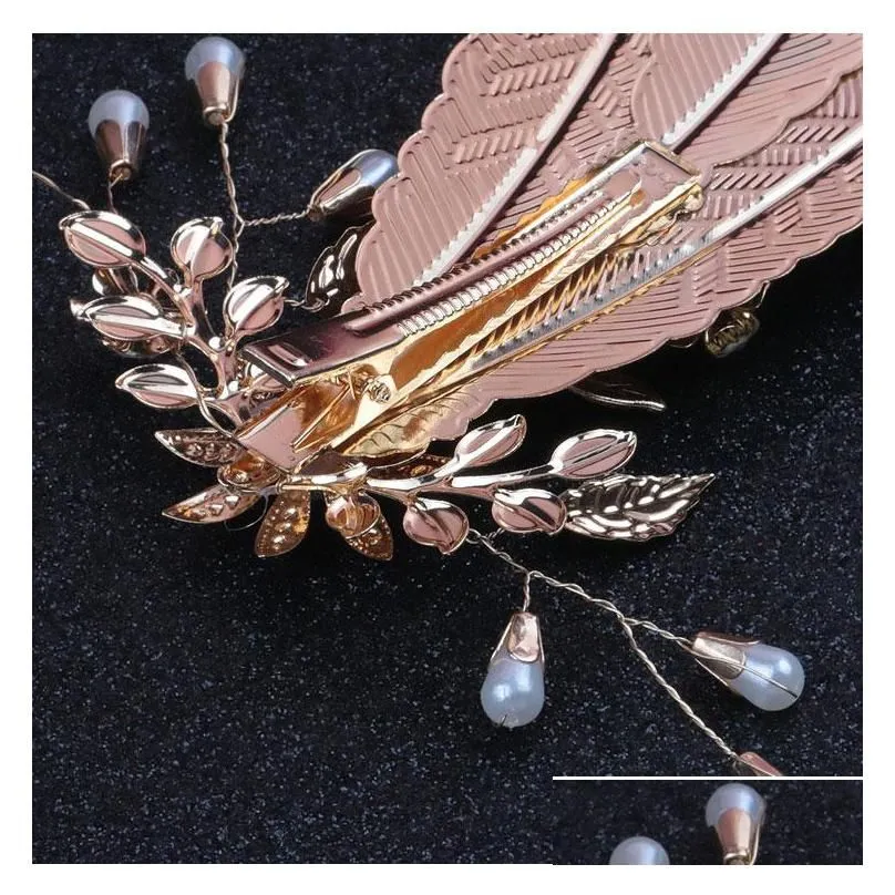 Hair Clips Barrettes Unique Design Fashion Gold Plated Alloy Leaf Shape Hairclip Accessory For Women Jewelry Drop Delivery Hairjewe