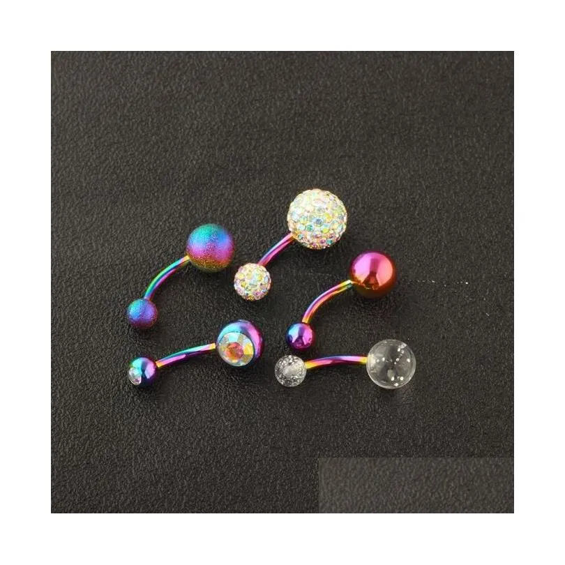 Navel & Bell Button Rings Stainless Belly Piercings Ombligo Piercing Y Earring Rainbow Body Jewelry Pircing Drop Delivery Dh835