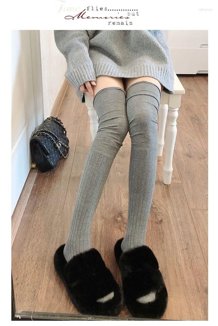 Women Socks Thin Solid Color Stockings Sweet Patchwork Knee For