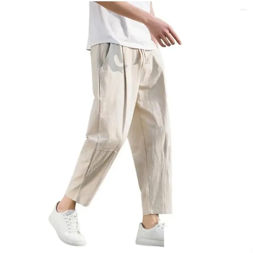 Men`s Pants Summer Elastic Waist Men Trousers Comfortable