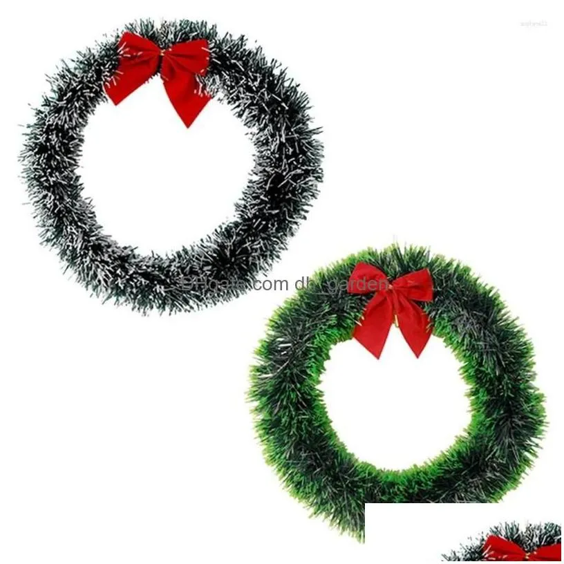 Decorative Flowers Wreaths 2/1Pcs Christmas Wreath Xmas Tree Diy Garlands Vine Rattans Door Wall Hanging Ornament Drop Delivery Hom Dh0Tj